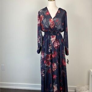Floral Maxi Dress in Navy and Red